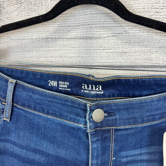 A New Approach Plus Size Dark Wash High Rise Distressed Jeggings Size 24W - Picture 6 of 8